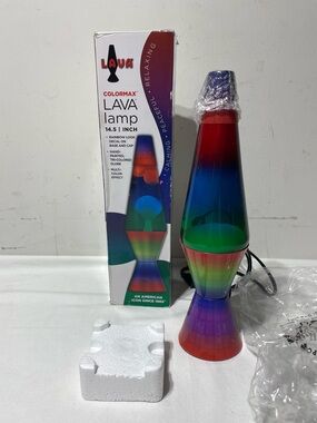 LAVA ColorMax Rainbow Lava Lamp 14.5” White Wax Clear Liquid NEW Open Box 214